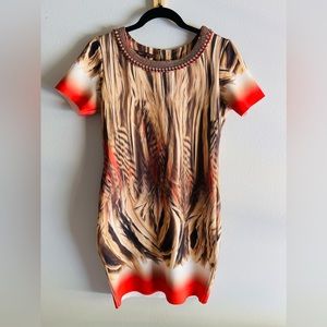 Neoprene Bodycon Mini Dress Animal Print